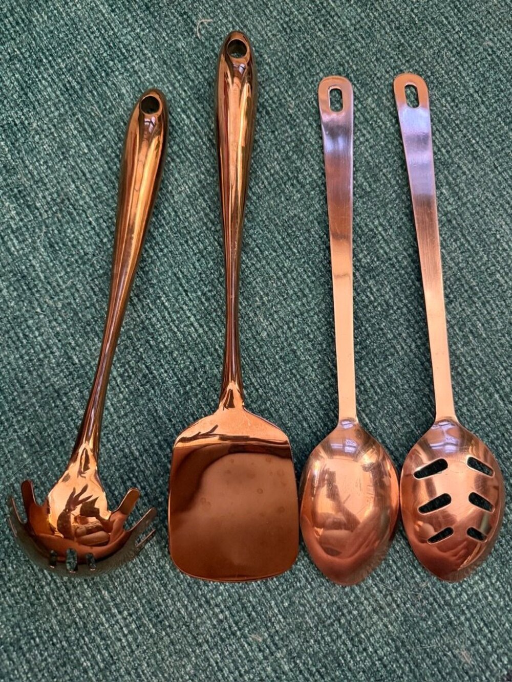 Crate & Barrel Rose Gold Serving Spoons Utensils (Set of 4) - Picture 3 of 5